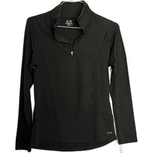 CHAMPION Black Moisture Wick Stretch 1/4 Zip Activewear Pullover Sweatshirt MED